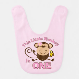 Little Monkey 1st Birthday Girl Baby Bib