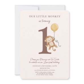 Little Monkey 1st Birthday invitation