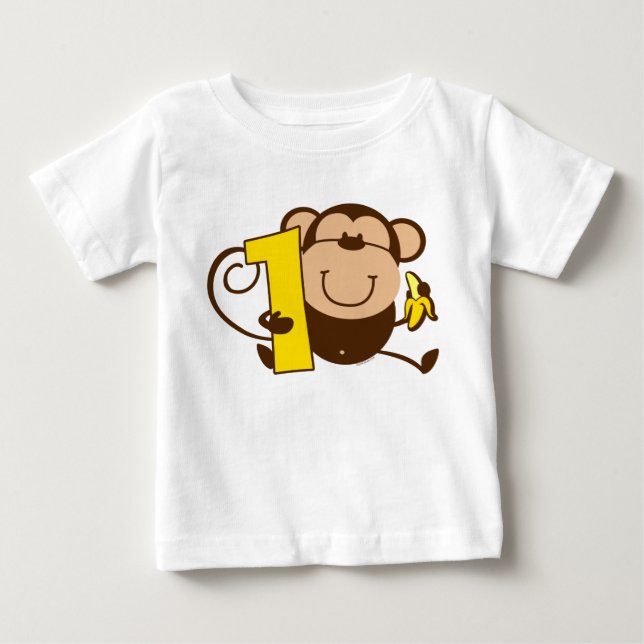 Little Monkey 1st Birthday Mero Baby T-Shirt (Front)
