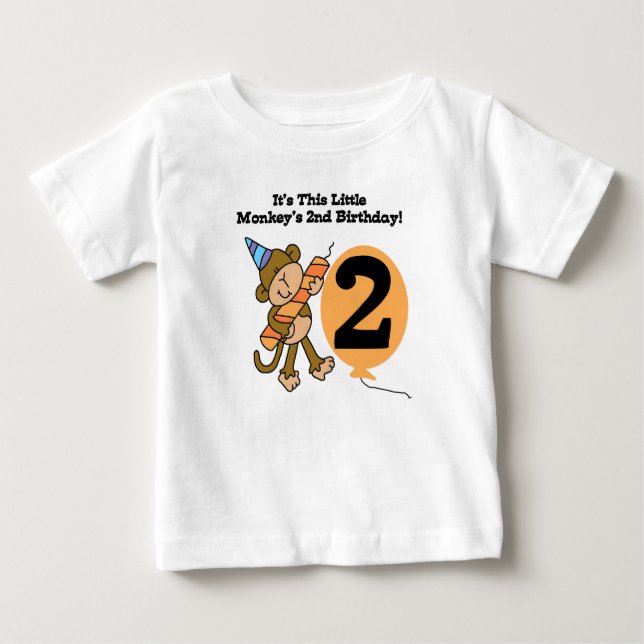 Little Monkey 2nd Birthday Baby T-Shirt (Front)