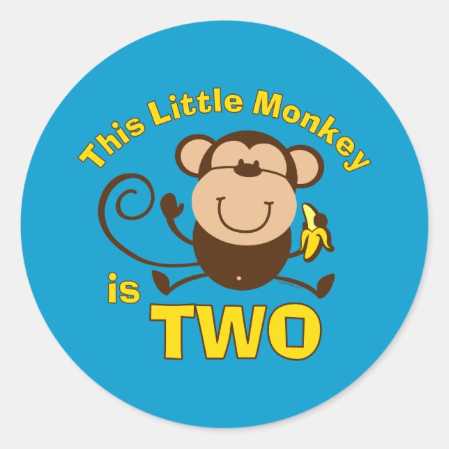 Little Monkey 2nd Birthday Boy Sticker (Front)