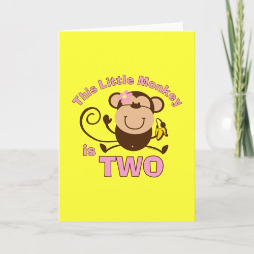 Little Monkey 2nd Birthday Girl Card
