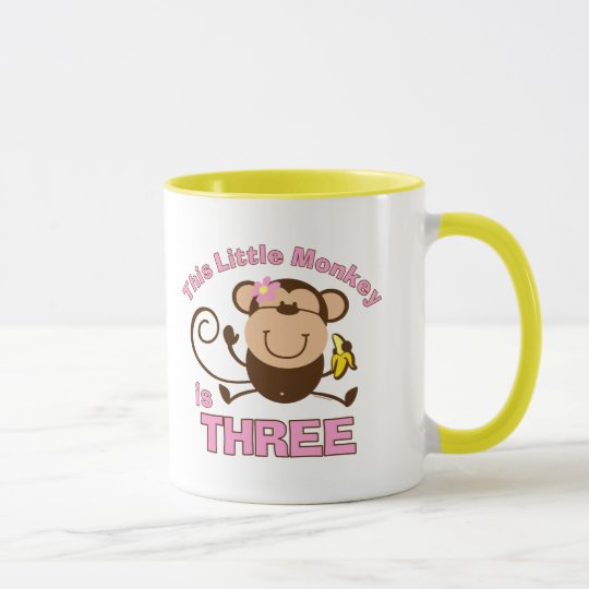 Little Monkey 3rd Birthday Girl Mug