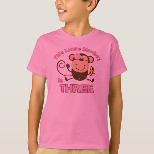 Little Monkey 3rd Birthday Girl T-Shirt