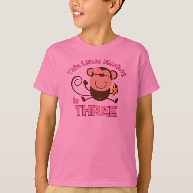 Little Monkey 3rd Birthday Girl T-Shirt (Front)