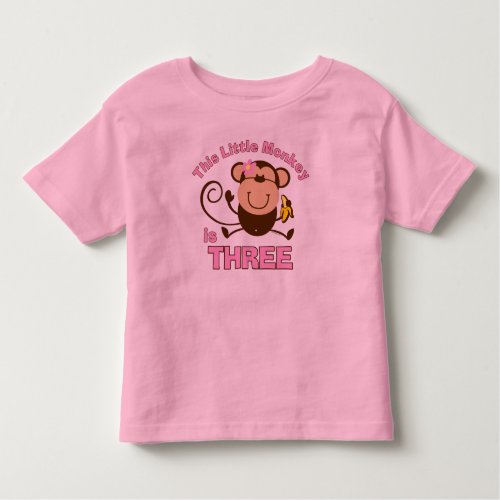 Little Monkey 3rd Birthday Girl Toddler T_shirt