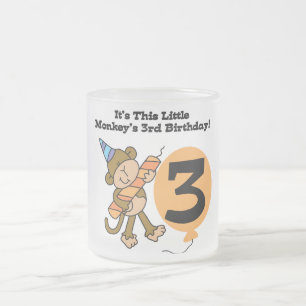 Little Monkey 3rd Birthday Tshirts and Gifts Frosted Glass Coffee Mug