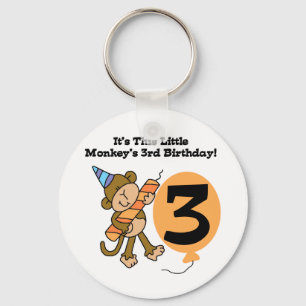 Little Monkey 3rd Birthday Tshirts and Gifts Keychain
