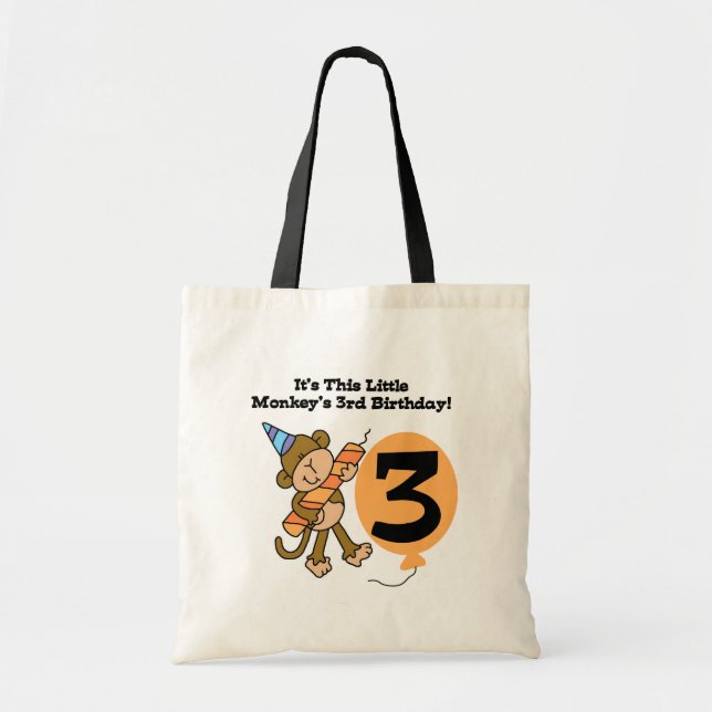 Little Monkey 3rd Birthday Tshirts and Gifts Tote Bag (Front)