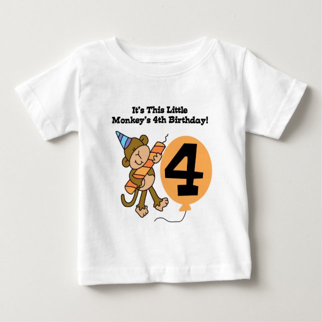 Little Monkey 4th Birthday Tshirts and Gifts (Front)