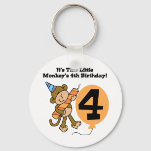 Little Monkey 4th Birthday Tshirts and Gifts Keychain