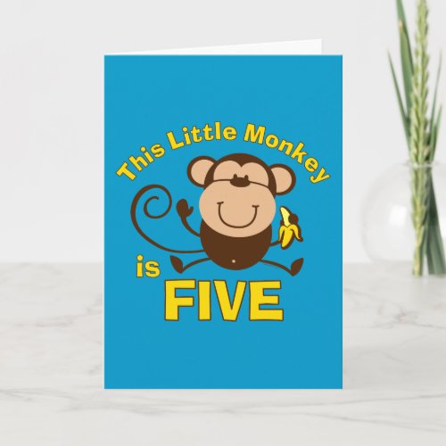 Little Monkey 5th Birthday Boy Card