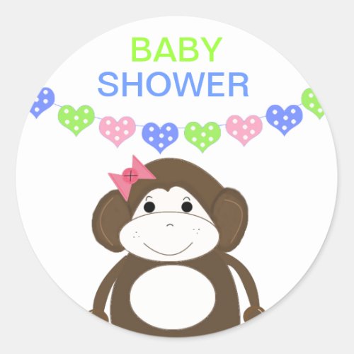 Little Monkey Baby Shower Classic Round Sticker