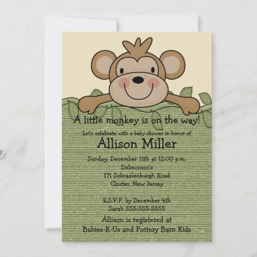 Little Monkey Baby Shower Invitation