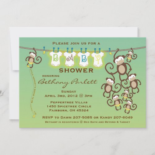 Little Monkey Baby Shower Invitation