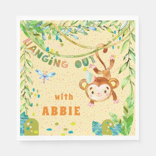 Little Monkey Birthday Hanging Out Napkins