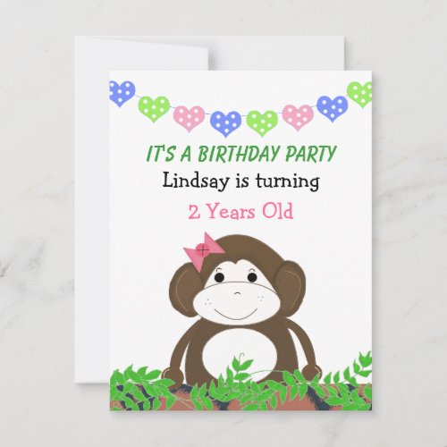 Little Monkey Birthday Invitation