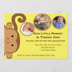 Little Monkey Birthday Party Invitation