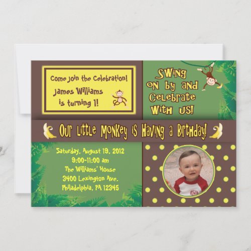 Little Monkey Birthday Party Invitation