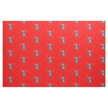 Little Monkey Fabric (in Red) by goldersbug at Zazzle