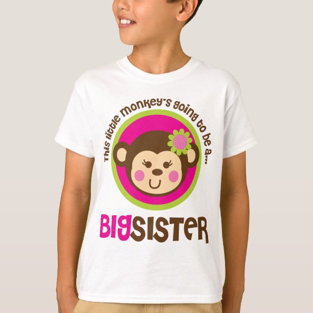 Little Monkey Going To Be A Big Sister T-Shirt (Front)