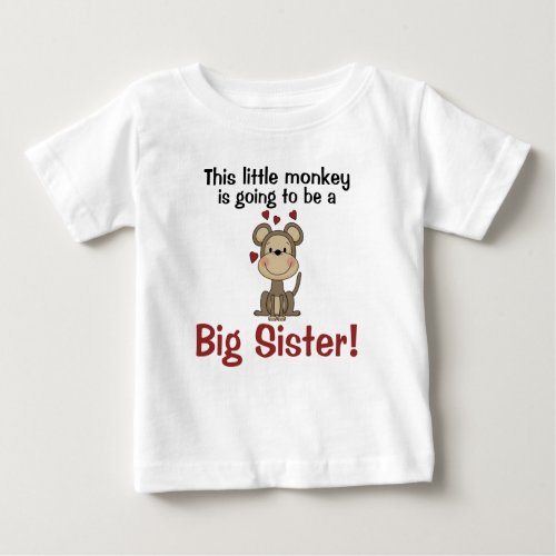 Little Monkey Hearts Big Sister Baby T_Shirt