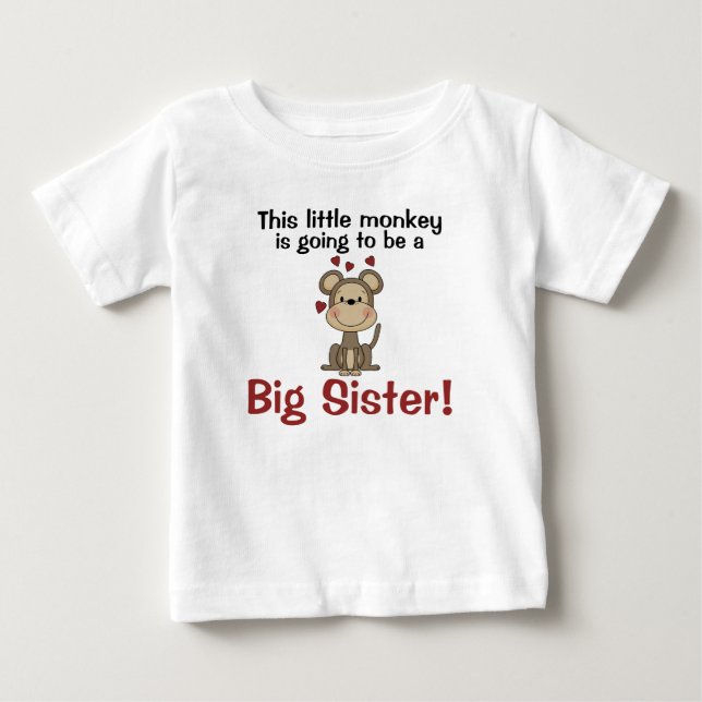 Little Monkey Hearts Big Sister Baby T-Shirt (Front)