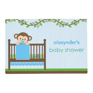 Little Monkey in a Crib Boy Laminated Placemats