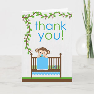 Little Monkey in a Crib Boy Thank You Card