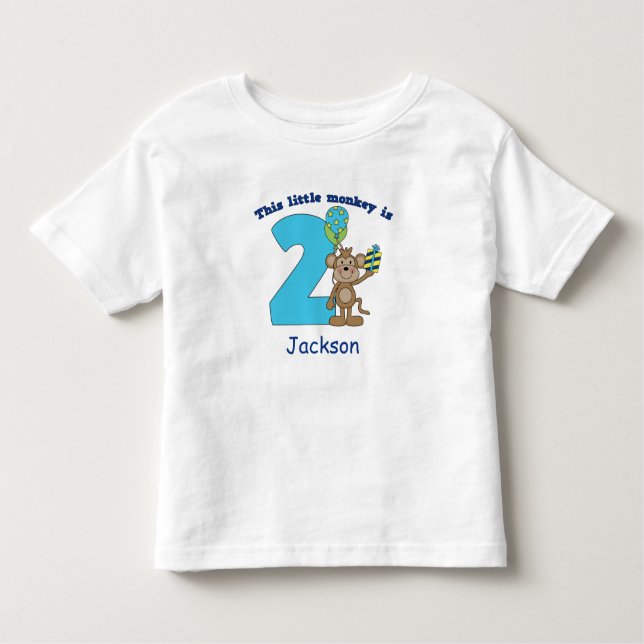 Little Monkey Kids 2nd Birthday Personalized Toddler T-shirt (Front)