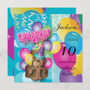 Little Monkey Kids Birthday Party Invitation