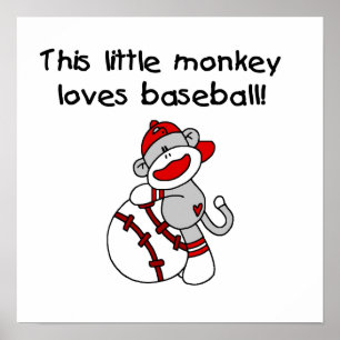 Little Monkey Loves Baseball  T-shirts and Gifts Poster