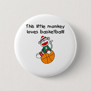 Little Monkey Loves Basketball Pinback Button