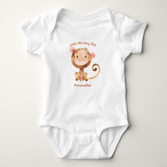 Little Monkey Pet Cute Baby Monkey Personalize Baby Bodysuit (Front)