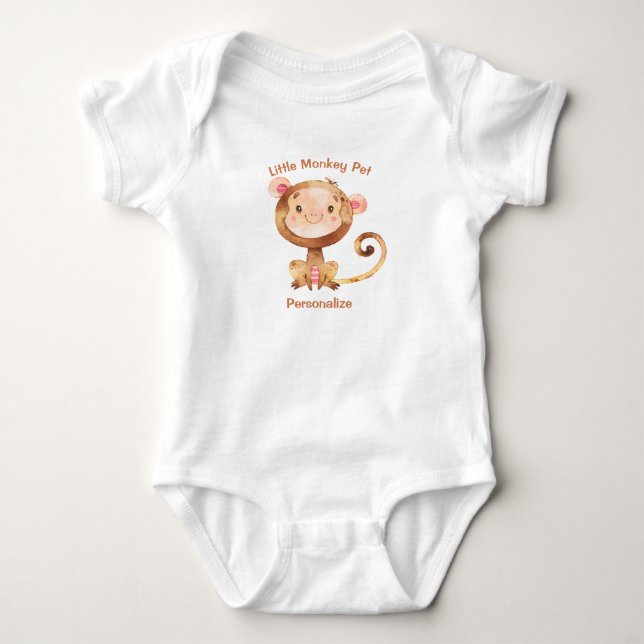 Little Monkey Pet Cute Baby Monkey Personalize Bodysuit (Front)