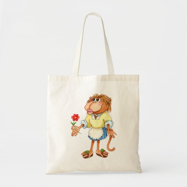 Little monkey with flowers tote bag (Front)