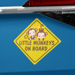 "LITTLE MONKEYS ON BOARD" Funny Car Magnet
