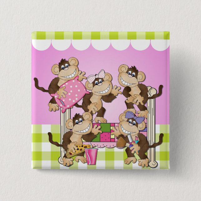Little Monkeys Sleepover Button (Front)