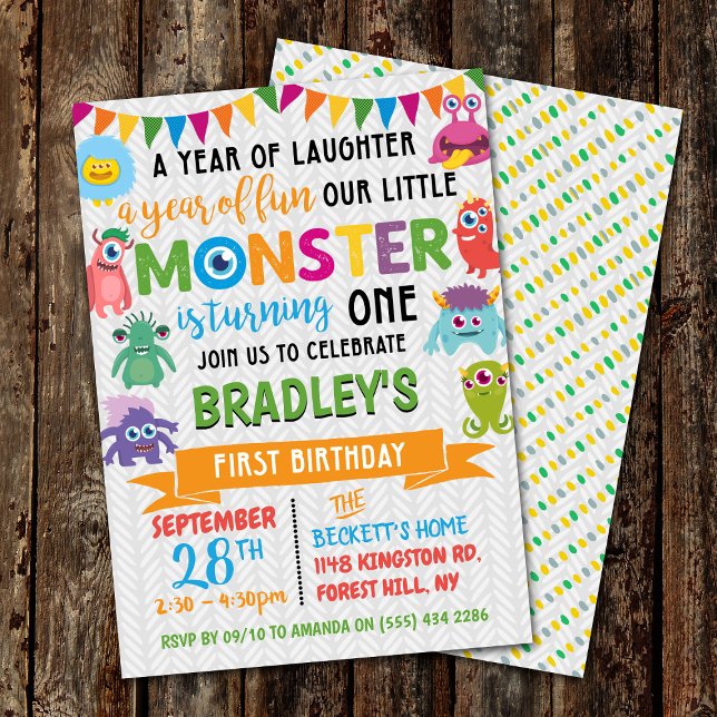 Little Monster 1st Birthday Invitation (Creator Uploaded)
