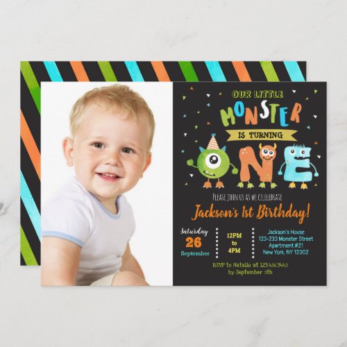 Little Monster 1st Birthday Party Invitations