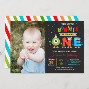 Little Monster 1st Birthday Party Invitations boy