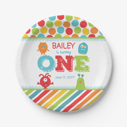 Little Monster 1st Birthday Party Paper Plates