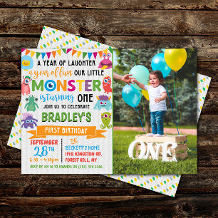 Little Monster 1st Birthday Photo Invitation