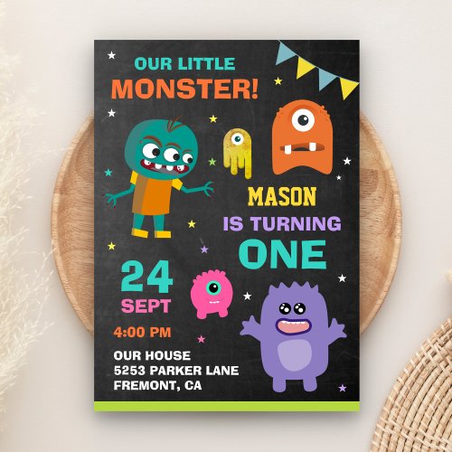 Little Monster 1st First Birthday Party Invitation