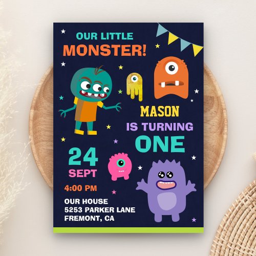 Little Monster 1st First Birthday Party Invitation