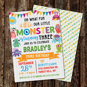 Little Monster 3rd Birthday Invitation