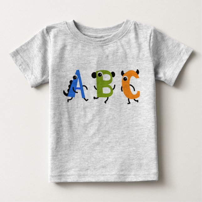 Little Monster Alphabet ABC Baby T-Shirt (Front)