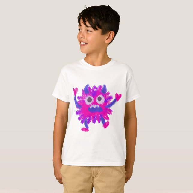 Little Monster Animal Drawing T-Shirt (Front Full)