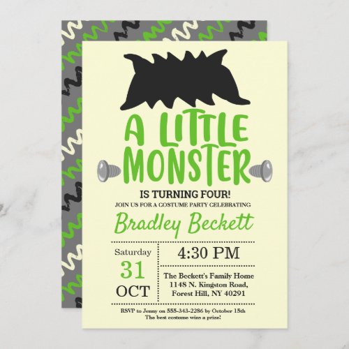 Little Monster Any Age Halloween Birthday Party Invitation