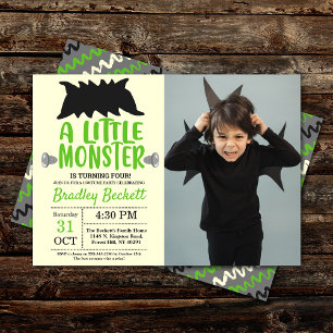 Little Monster Any Age Halloween Birthday Photo Invitation